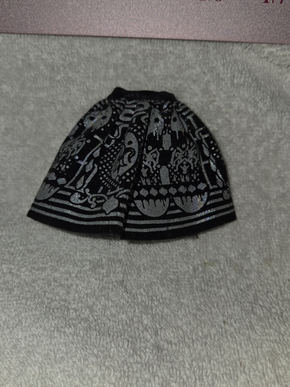 Rochelle First Wave Mattel Black Mini Skirt with Silver Metallic Pattern
